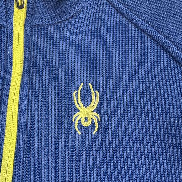 Spyder Sweater Mens Medium 1/4 Zip Jacket Thermal Pull Over Royal Blue Black - Picture 3 of 11